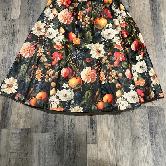 Anthropologie The Jacie Faux Leather Midi Skirt by Maeve Floral Fruit Midi Skirt - Picture 3 of 7